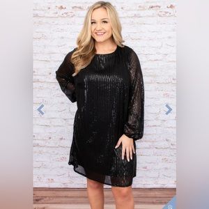 Chic Soul Glitter On The Floor Black Sequin Dress- 3X